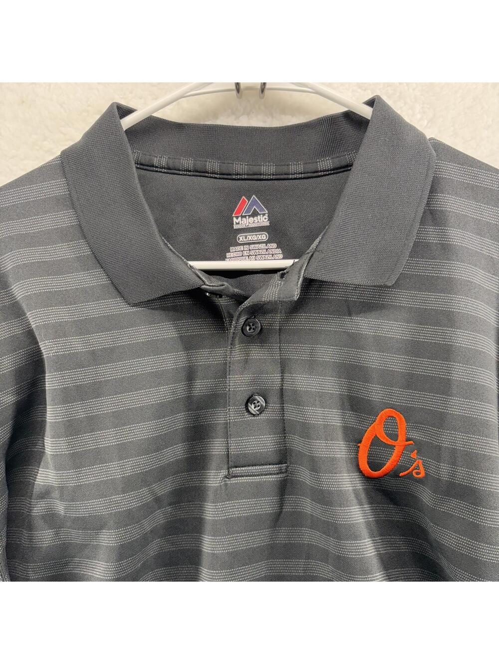 Majestic Baltimore Orioles Performance Golf Polo Mens XL Striped Embroidered